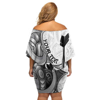 Personalised New Zealand Darts Family Matching Off Shoulder Short Dress and Hawaiian Shirt Kowhai Floral with Maori Tattoo LT9 - Polynesian Pride
