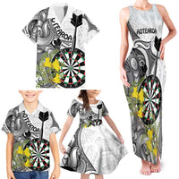 Personalised New Zealand Darts Family Matching Tank Maxi Dress and Hawaiian Shirt Kowhai Floral with Maori Tattoo LT9 - Polynesian Pride
