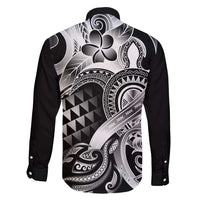 Aloha Black Tribal Honu Tattoo Family Matching Off Shoulder Short Dress and Hawaiian Shirt LT9 - Polynesian Pride