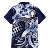 Aloha Blue Tribal Honu Tattoo Family Matching Tank Maxi Dress and Hawaiian Shirt LT9 - Polynesian Pride