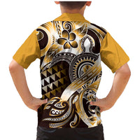Aloha Gold Tribal Honu Tattoo Family Matching Mermaid Dress and Hawaiian Shirt LT9 - Polynesian Pride
