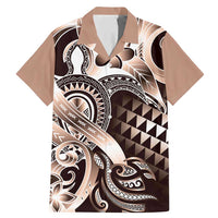 Aloha Mocha Mousse Tribal Honu Tattoo Family Matching Mermaid Dress and Hawaiian Shirt LT9 Dad's Shirt - Short Sleeve Mocha Mousse - Polynesian Pride