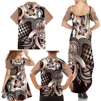 Aloha Mocha Mousse Tribal Honu Tattoo Family Matching Summer Maxi Dress and Hawaiian Shirt LT9 - Polynesian Pride
