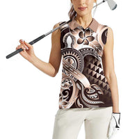 Aloha Mocha Mousse Tribal Honu Tattoo Women Sleeveless Polo Shirt