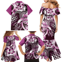 Aloha Pink Tribal Honu Tattoo Family Matching Mermaid Dress and Hawaiian Shirt LT9 - Polynesian Pride