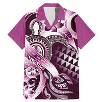 Aloha Pink Tribal Honu Tattoo Family Matching Mermaid Dress and Hawaiian Shirt LT9 Dad's Shirt - Short Sleeve Pink - Polynesian Pride