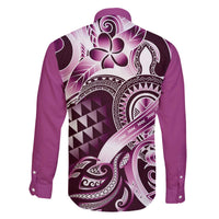 Aloha Pink Tribal Honu Tattoo Family Matching Off The Shoulder Long Sleeve Dress and Hawaiian Shirt LT9 - Polynesian Pride