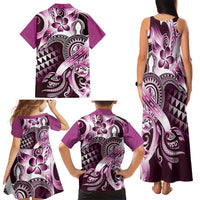 Aloha Pink Tribal Honu Tattoo Family Matching Tank Maxi Dress and Hawaiian Shirt LT9 - Polynesian Pride