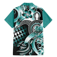 Aloha Turquoise Tribal Honu Tattoo Family Matching Mermaid Dress and Hawaiian Shirt LT9 - Polynesian Pride