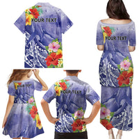 Personalised Chuuk States Humpback Whale Family Matching Puletasi and Hawaiian Shirt Polynesian Tropical Flowers LT9 - Polynesian Pride