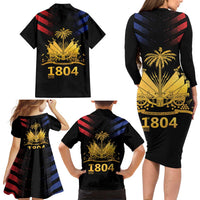 Haiti Independence Day Family Matching Long Sleeve Bodycon Dress and Hawaiian Shirt The First Black Republic Since 1804 LT9 - Polynesian Pride