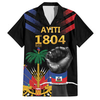 Haiti Independence Day Family Matching Off The Shoulder Long Sleeve Dress and Hawaiian Shirt The First Black Republic Since 1804 LT9 Dad's Shirt - Short Sleeve Blakc - Polynesian Pride
