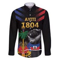 Haiti Independence Day Family Matching Off The Shoulder Long Sleeve Dress and Hawaiian Shirt The First Black Republic Since 1804 LT9 Dad's Shirt - Long Sleeve Blakc - Polynesian Pride