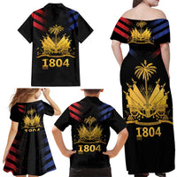 Haiti Independence Day Family Matching Off Shoulder Maxi Dress and Hawaiian Shirt The First Black Republic Since 1804 LT9 - Polynesian Pride