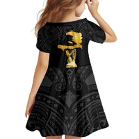 Haitian Negre Marron 1804 Family Matching Long Sleeve Bodycon Dress and Hawaiian Shirt Black Polynesian Pattern