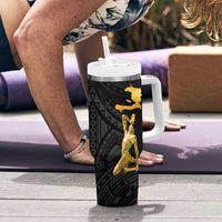 Haitian Negre Marron 1804 Tumbler With Handle Black Polynesian Pattern