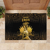 Haitian Negre Marron 1804 Rubber Doormat Gold Polynesian Pattern