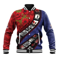 Personalised ANZAC Spirit 1915-2026 Filmstrip Tribute Baseball Jacket Lest We Forget 25 April