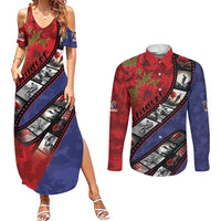 Personalised ANZAC Spirit 1915-2026 Filmstrip Tribute Couples Matching Summer Maxi Dress and Long Sleeve Button Shirt Lest We Forget 25 April LT9 Red - Polynesian Pride