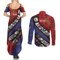 Personalised ANZAC Spirit 1915-2026 Filmstrip Tribute Couples Matching Summer Maxi Dress and Long Sleeve Button Shirt Lest We Forget 25 April LT9 - Polynesian Pride