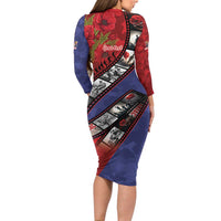 Personalised ANZAC Spirit 1915-2026 Filmstrip Tribute Family Matching Long Sleeve Bodycon Dress and Hawaiian Shirt Lest We Forget 25 April LT9 - Polynesian Pride