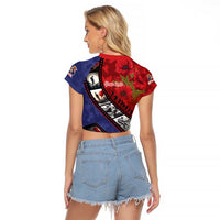 Personalised ANZAC Spirit 1915-2026 Filmstrip Tribute Raglan Cropped T Shirt Lest We Forget 25 April LT9 - Polynesian Pride