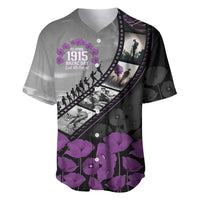 Personalised Remembering ANZAC Lest We Forget Baseball Jersey Vintage Film Frame Memorial Purple Poppy