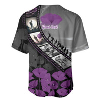 Personalised Remembering ANZAC Lest We Forget Baseball Jersey Vintage Film Frame Memorial Purple Poppy