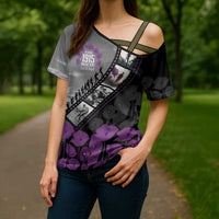 Personalised Remembering ANZAC Lest We Forget Cross Shoulder Shirt Vintage Film Frame Memorial Purple Poppy