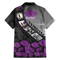 Personalised Remembering ANZAC Lest We Forget Family Matching Mermaid Dress and Hawaiian Shirt Vintage Film Frame Memorial Purple Poppy LT9 - Polynesian Pride