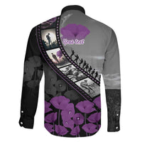 Personalised Remembering ANZAC Lest We Forget Family Matching Mermaid Dress and Hawaiian Shirt Vintage Film Frame Memorial Purple Poppy LT9 - Polynesian Pride