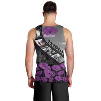 Personalised Remembering ANZAC Lest We Forget Men Tank Top Vintage Film Frame Memorial Purple Poppy
