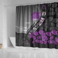 Personalised Remembering ANZAC Lest We Forget Shower Curtain Vintage Film Frame Memorial Purple Poppy