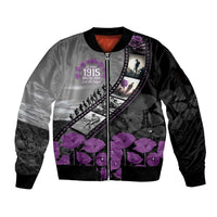 Personalised Remembering ANZAC Lest We Forget Sleeve Zip Bomber Jacket Vintage Film Frame Memorial Purple Poppy
