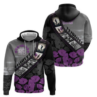 Personalised Remembering ANZAC Lest We Forget Zip Hoodie Vintage Film Frame Memorial Purple Poppy