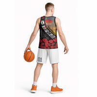 Personalised Remembering ANZAC Lest We Forget Basketball Jersey Vintage Film Frame Memorial Red Poppy