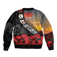 Personalised Remembering ANZAC Lest We Forget Sleeve Zip Bomber Jacket Vintage Film Frame Memorial Red Poppy