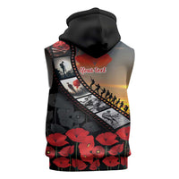 Personalised Remembering ANZAC Lest We Forget Sleeveless Zip Hoodie Vintage Film Frame Memorial Red Poppy