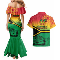 Hapi 44th Indipendens Dei Vanuatu Couples Matching Mermaid Dress and Hawaiian Shirt Yumi 1980 with Vanuatuan Beach Landscape LT9 - Polynesian Pride