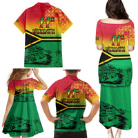 Hapi 44th Indipendens Dei Vanuatu Family Matching Puletasi and Hawaiian Shirt Yumi 1980 with Vanuatuan Beach Landscape LT9 - Polynesian Pride