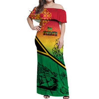 Hapi 44th Indipendens Dei Vanuatu Off Shoulder Maxi Dress Yumi 1980 with Vanuatuan Beach Landscape