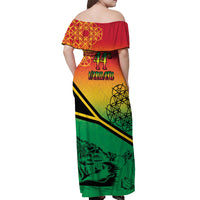 Hapi 44th Indipendens Dei Vanuatu Off Shoulder Maxi Dress Yumi 1980 with Vanuatuan Beach Landscape