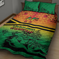 Hapi 44th Indipendens Dei Vanuatu Quilt Bed Set Yumi 1980 with Vanuatuan Beach Landscape