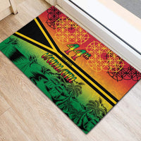 Hapi 44th Indipendens Dei Vanuatu Rubber Doormat Yumi 1980 with Vanuatuan Beach Landscape