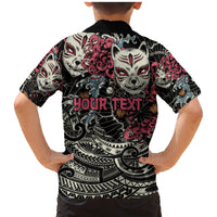 Personalized Japanese Kitsune Mask Family Matching Mermaid Dress and Hawaiian Shirt With Polynesian Arty Style