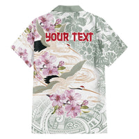 Personalized Japanese Shirasagi Bird Hawaiian Shirt Sakura and Hibiscus Polynesian Pattern LT9 - Polynesian Pride