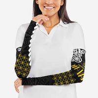 Halo Vanuatu Pride Arm Sleeves Vanuatuan Sand Drawing Pattern - Polynesian Pride