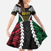 Halo Vanuatu Pride Family Matching Long Sleeve Bodycon Dress and Hawaiian Shirt Vanuatuan Sand Drawing Pattern