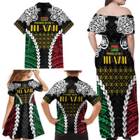 Halo Vanuatu Pride Family Matching Off Shoulder Maxi Dress and Hawaiian Shirt Vanuatuan Sand Drawing Pattern