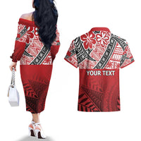 Malo e lelei Tonga Couples Matching Off The Shoulder Long Sleeve Dress and Hawaiian Shirt Ngatu Tokelau Feletoa Fata Traditional Polynesian Pattern LT9 - Polynesian Pride